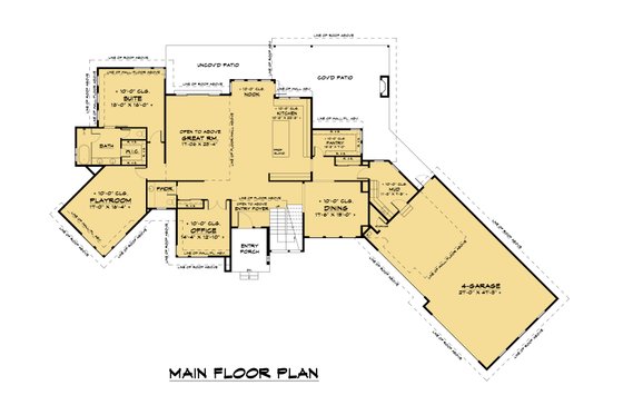 Floor Plan - Main Floor for Contemporary House Plan #1066-151 - 4 bed, 4.5 bath