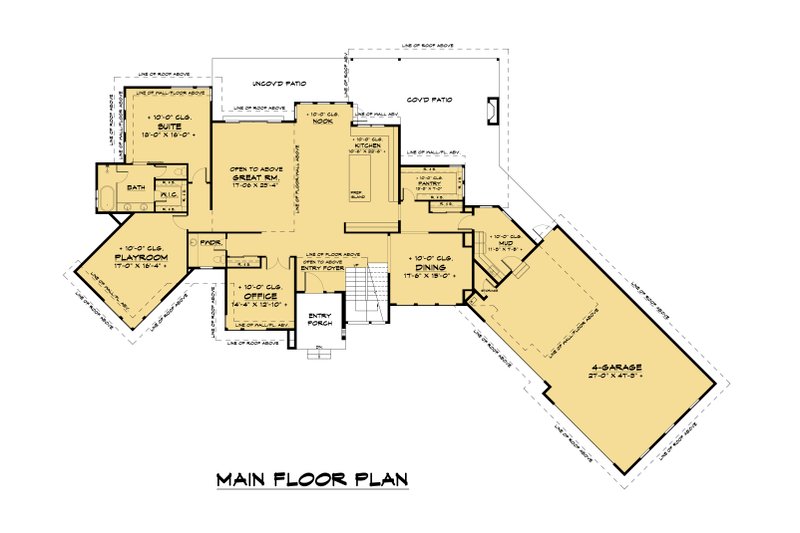 Architectural House Design - Floor Plan - Main Floor for Contemporary House Plan #1066-151 - 4 bed, 4.5 bath