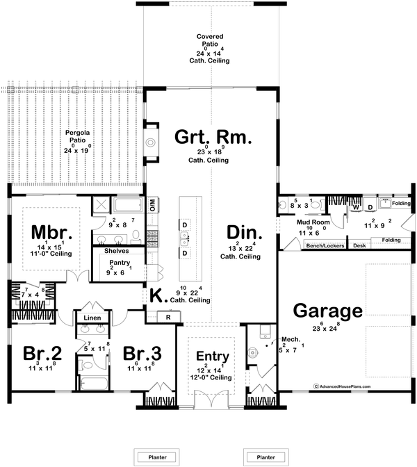 Dream House Plan - Floor Plan - Main Floor for Beach House Plan #455-751 - 3 bed, 2.5 bath