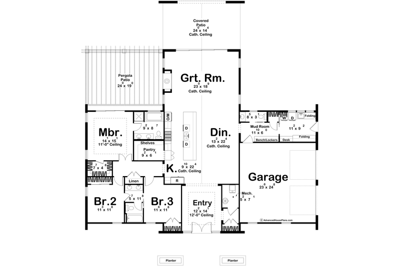 House Blueprint - Floor Plan - Main Floor for Beach House Plan #455-751 - 3 bed, 2.5 bath