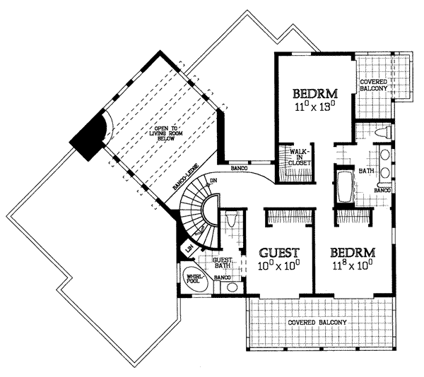 Home Plan - Adobe / Southwestern Floor Plan - Upper Floor Plan #72-158