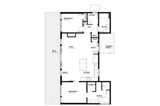 Floor Plan - Main Floor for Modern House Plan #895-135 - 2 bed, 2 bath