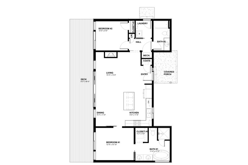 Home Plan - Floor Plan - Main Floor for Modern House Plan #895-135 - 2 bed, 2 bath