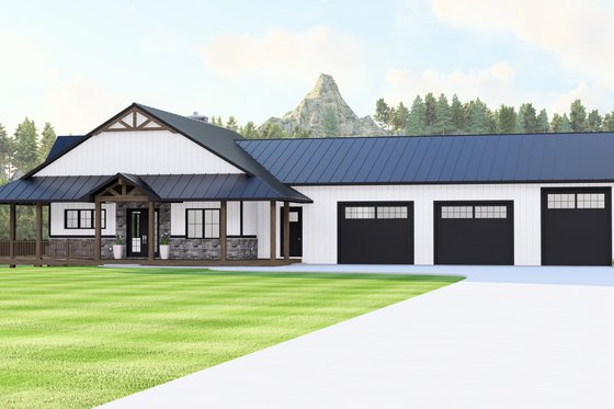 Exterior - Front Elevation 3 for Barndominium House Plan #1064-394 - 3 bed, 3 bath