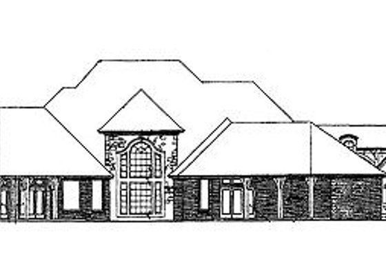 Exterior - Rear Elevation for European House Plan #310-348 - 5 bed, 6 bath
