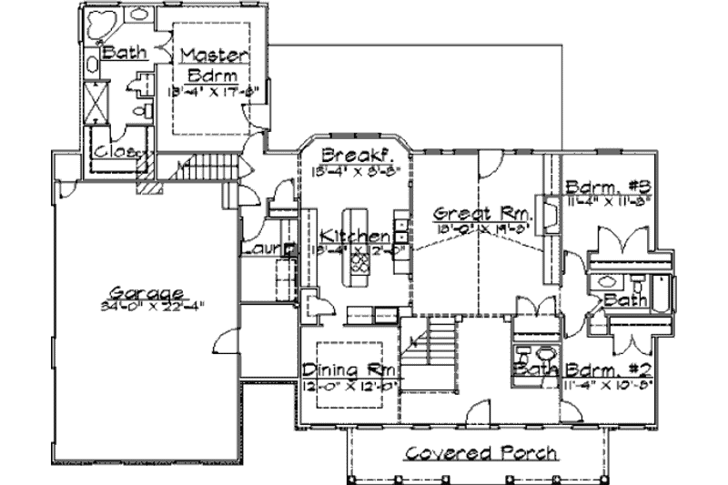 Architectural House Design - Floor Plan - Main Floor for Traditional House Plan #31-102 - 3 bed, 2.5 bath