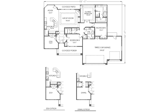 Floor Plan - Main Floor for Adobe / Southwestern House Plan #24-258 - 3 bed, 2 bath