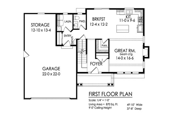 Floor Plan - Main Floor for Traditional House Plan #1010-236 - 3 bed, 2.5 bath