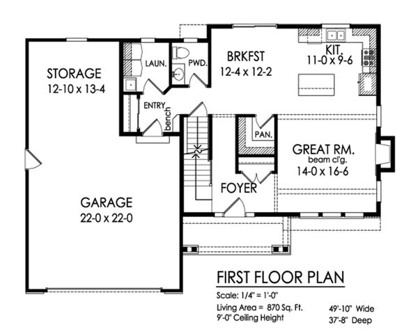 House Design - Traditional Floor Plan - Main Floor Plan #1010-236
