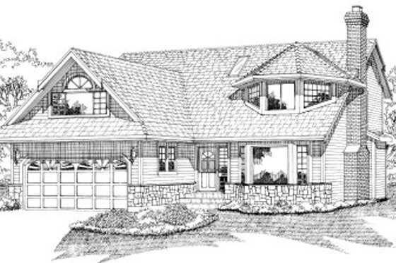 Exterior - Front Elevation for European House Plan #47-577 - 3 bed, 3 bath