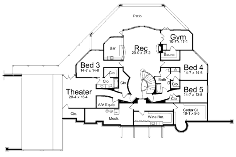 Dream House Plan - Floor Plan - Upper Floor for Mediterranean House Plan #119-325 - 5 bed, 4 bath