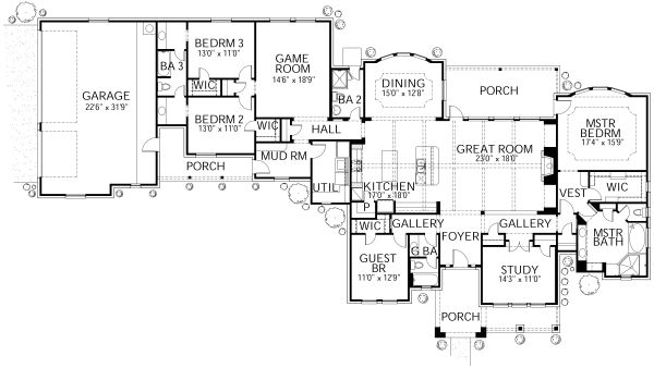 Home Plan - Traditional Floor Plan - Main Floor Plan #80-191