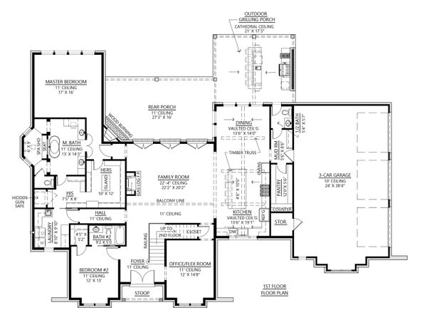Modern Floor Plan - Main Floor Plan #1074-41