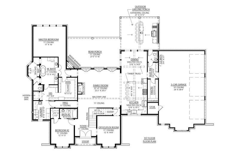House Design - Floor Plan - Main Floor for Modern House Plan #1074-41 - 4 bed, 4.5 bath