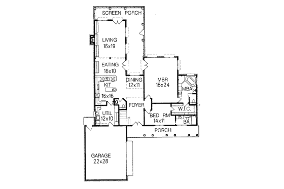 Floor Plan - Main Floor for European House Plan #15-211 - 4 bed, 3.5 bath