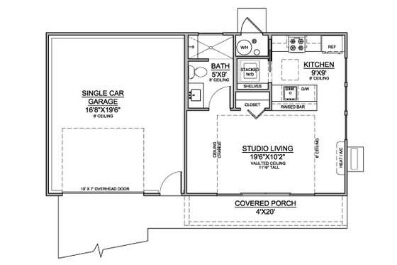Floor Plan - Main Floor for Modern House Plan #1073-46, 1 bath