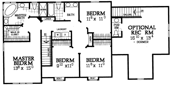 Traditional Floor Plan - Upper Floor Plan #72-480