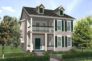 Southern Exterior - Front Elevation Plan #50-134