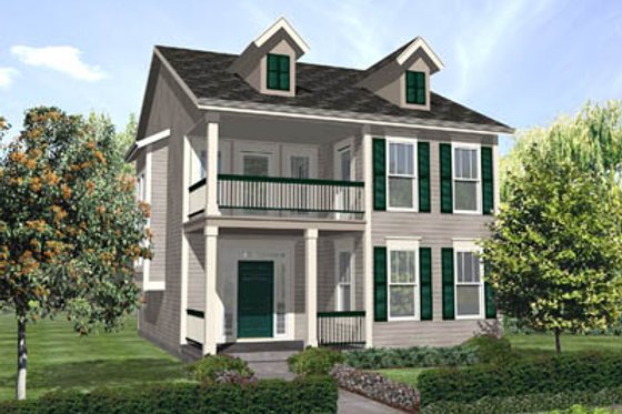 Exterior - Front Elevation for Southern House Plan #50-134 - 3 bed, 2.5 bath
