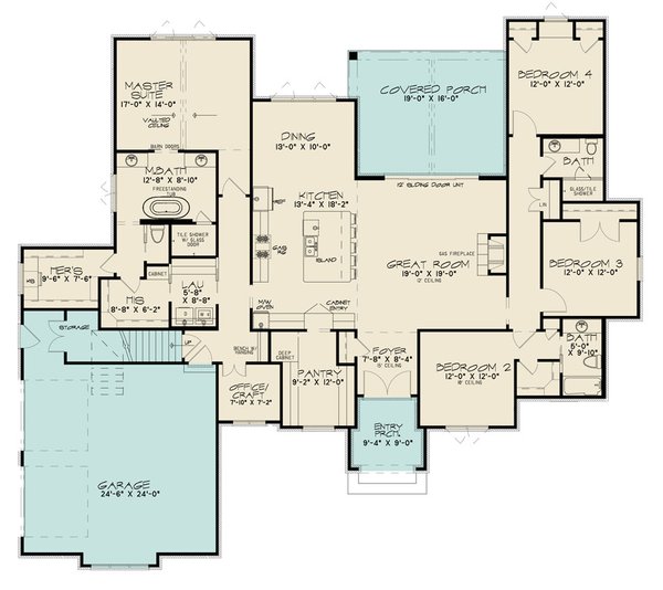 House Blueprint - European Floor Plan - Main Floor Plan #923-297