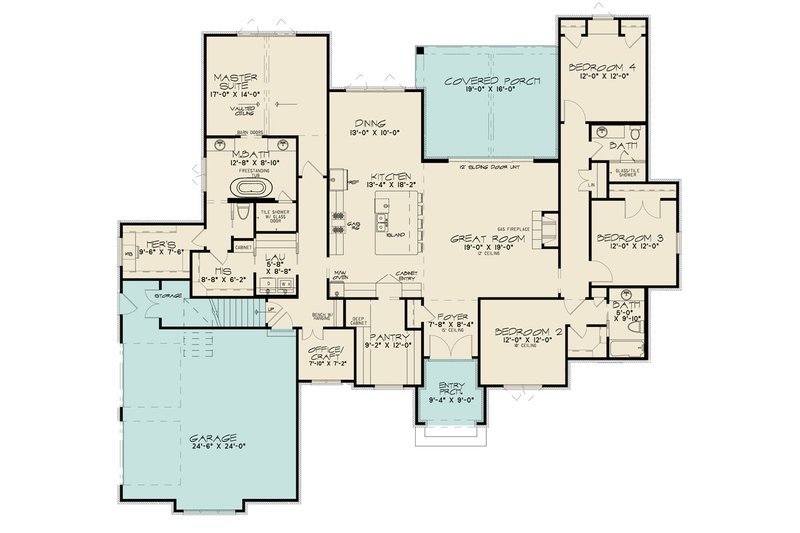 House Blueprint - Floor Plan - Main Floor for European House Plan #923-297 - 4 bed, 3 bath