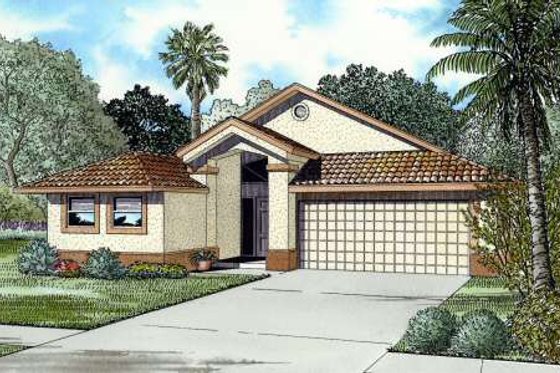 Exterior - Front Elevation for Mediterranean House Plan #420-114 - 4 bed, 2.5 bath