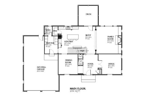 Floor Plan - Main Floor for Colonial House Plan #901-115 - 4 bed, 3.5 bath