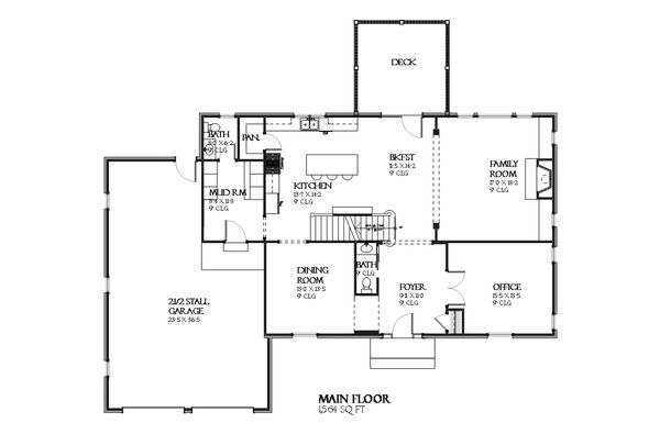 Colonial Floor Plan - Main Floor Plan #901-115