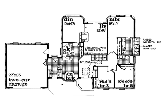 Floor Plan - Main Floor for Ranch House Plan #47-366 - 3 bed, 2 bath