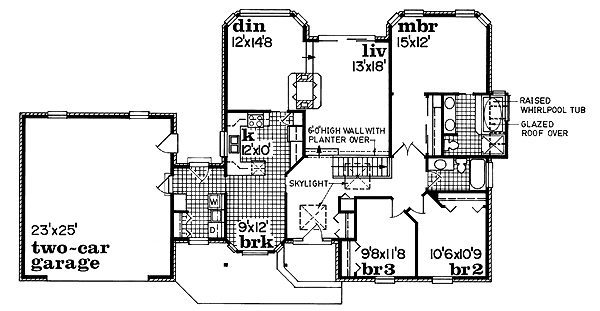 Floor Plan - Main Floor for Ranch House Plan #47-366 - 3 bed, 2 bath