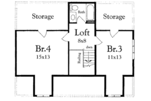 Floor Plan - Upper Floor for Cottage House Plan #409-1113 - 4 bed, 2 bath