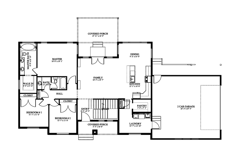 Architectural House Design - Floor Plan - Main Floor for Craftsman House Plan #1060-458 - 3 bed, 2 bath