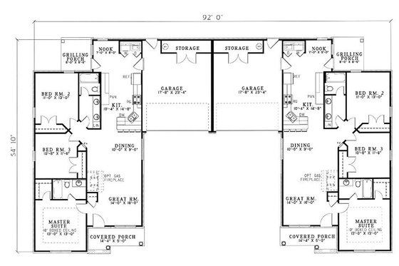 Floor Plan - Main Floor for Traditional House Plan #17-1066 - 3 bed, 2 bath