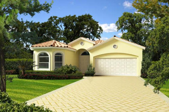 Exterior - Front Elevation for Mediterranean House Plan #420-259 - 4 bed, 3 bath