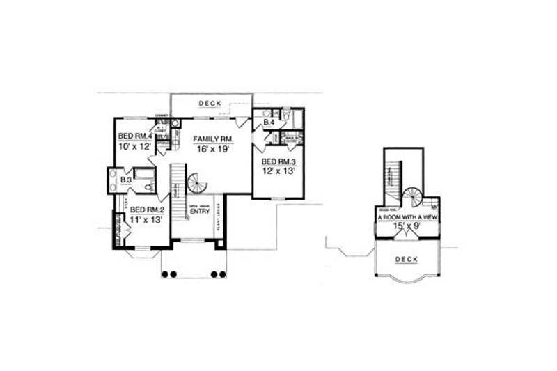 Home Plan - Floor Plan - Upper Floor for European House Plan #40-230 - 4 bed, 4 bath