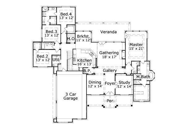 European Floor Plan - Main Floor Plan #411-604