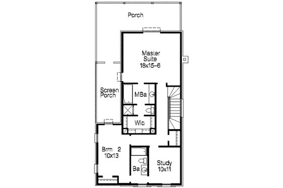 Floor Plan - Upper Floor for Traditional House Plan #15-264 - 2 bed, 2.5 bath
