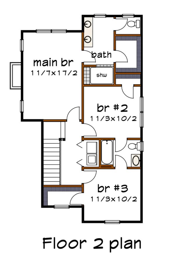 Farmhouse Floor Plan - Upper Floor Plan #79-304