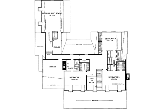 Floor Plan - Upper Floor for Southern House Plan #137-235 - 4 bed, 4.5 bath