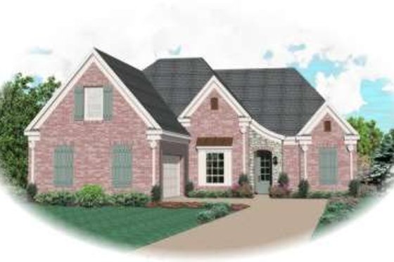 Exterior - Front Elevation for European House Plan #81-1002 - 3 bed, 2 bath