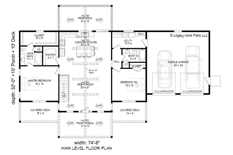 Architectural House Design - Floor Plan - Main Floor for Southern House Plan #932-859 - 3 bed, 3 bath