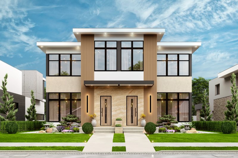 Architectural House Design - Contemporary Exterior - Front Elevation Plan #54-676