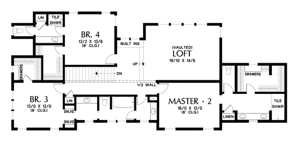 House Blueprint - Craftsman Floor Plan - Upper Floor Plan #48-1007