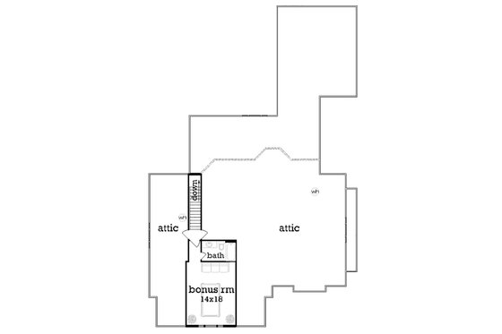 Floor Plan - Upper Floor for Craftsman House Plan #45-377 - 3 bed, 2 bath