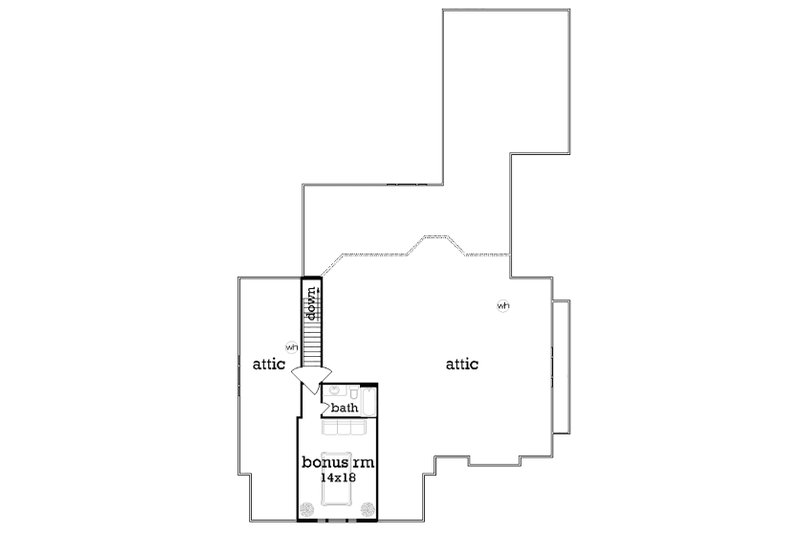 House Blueprint - Floor Plan - Upper Floor for Craftsman House Plan #45-377 - 3 bed, 2 bath