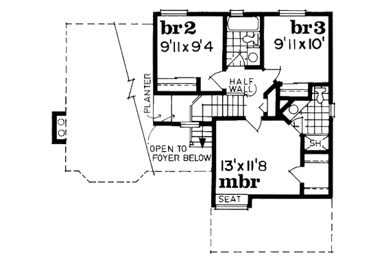 Floor Plan - Upper Floor for Traditional House Plan #47-618 - 3 bed, 2.5 bath
