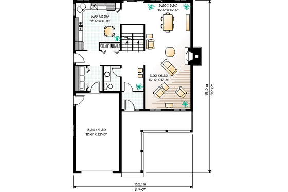 Floor Plan - Main Floor for Country House Plan #23-259 - 3 bed, 2.5 bath