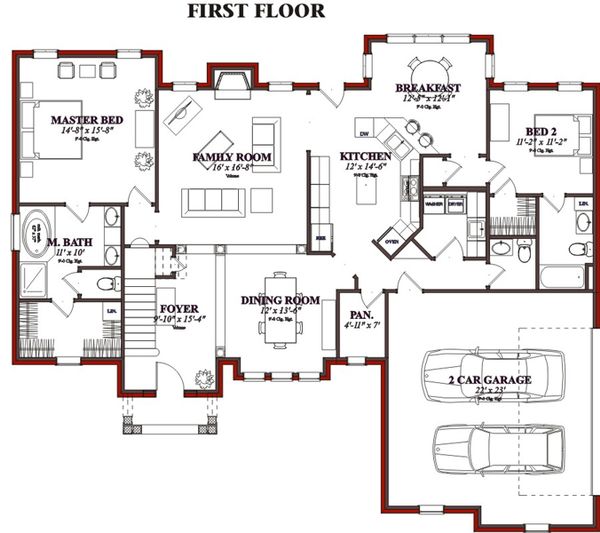Traditional Floor Plan - Main Floor Plan #63-350