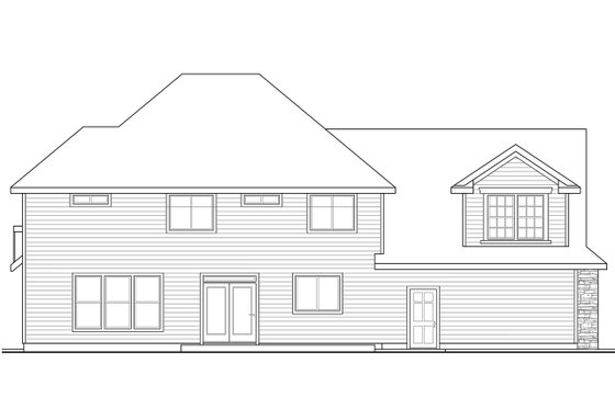 Exterior - Rear Elevation for Traditional House Plan #124-598 - 4 bed, 3.5 bath