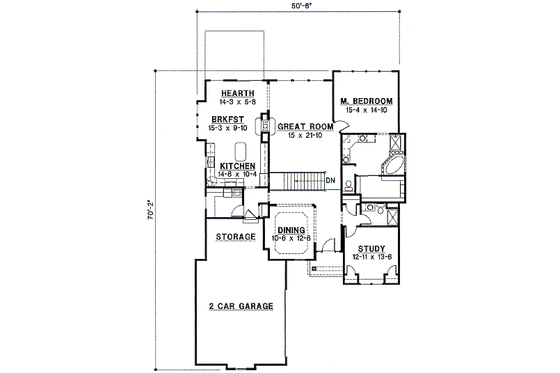 Floor Plan - Main Floor for European House Plan #67-737 - 3 bed, 3 bath